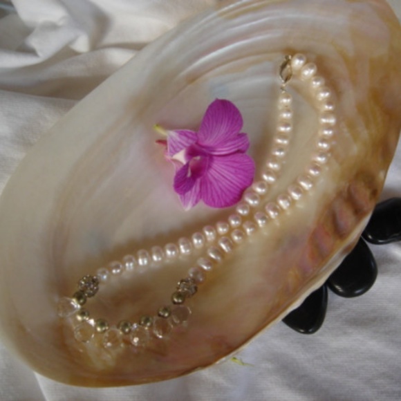 Real Freshwater‎ Pearl and Crystal Necklace Opera - Picture 4 of 5